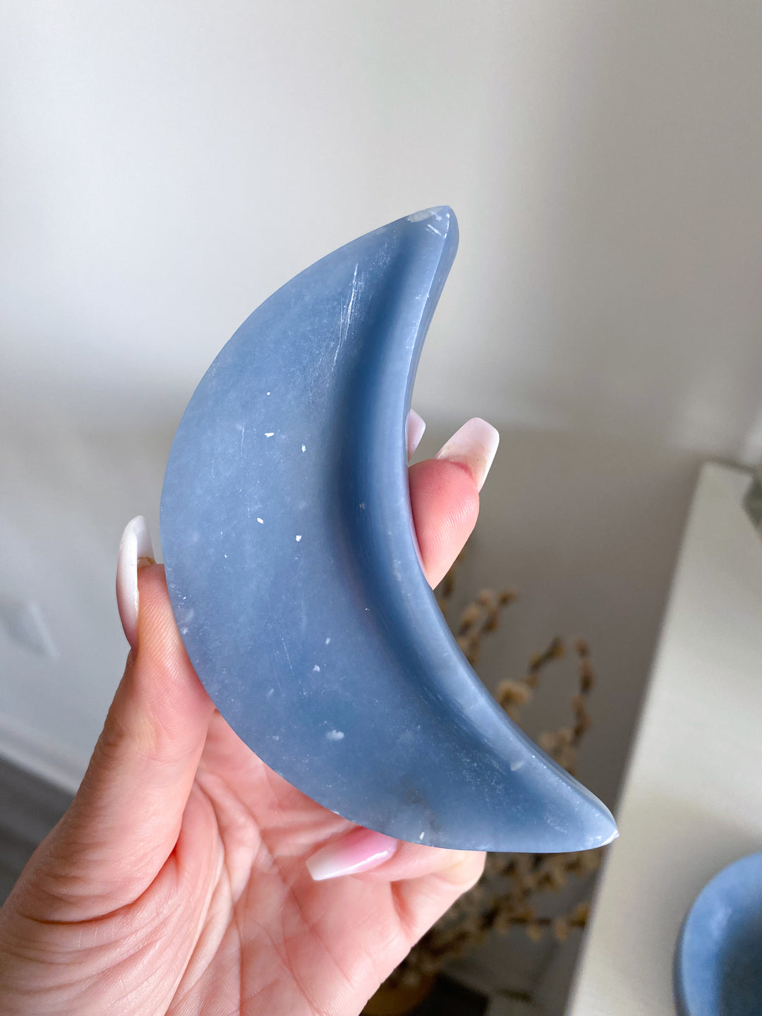 Angelite Moon Bowl Carving