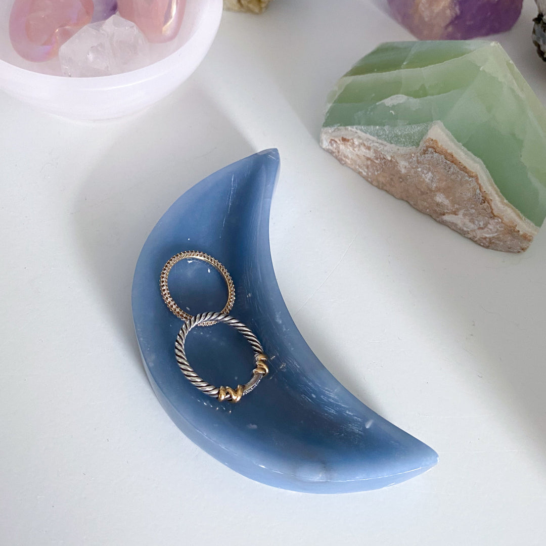 Angelite Moon Bowl Carving