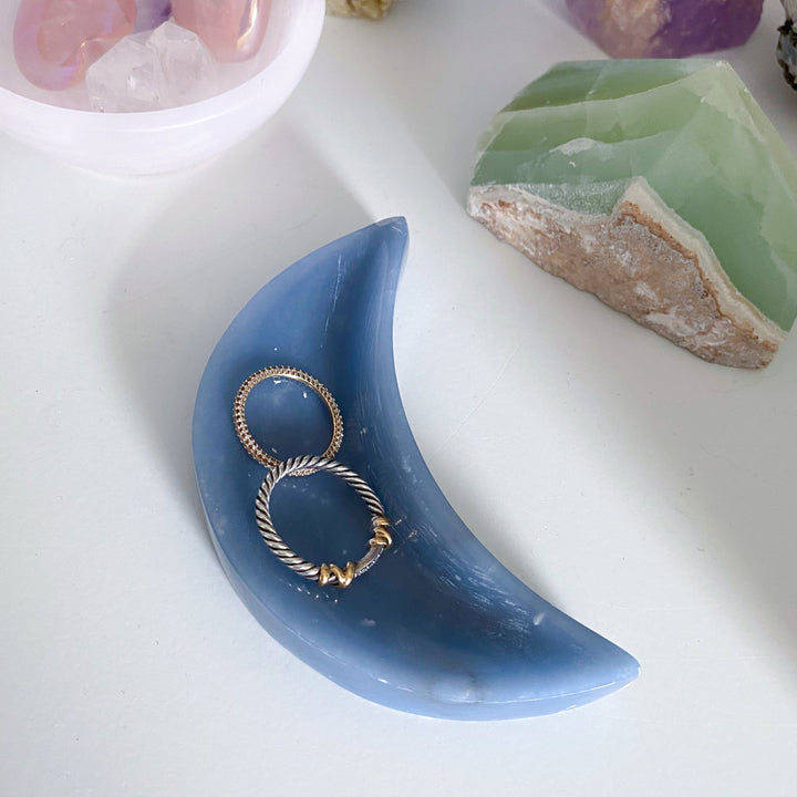Angelite Moon Bowl Carving
