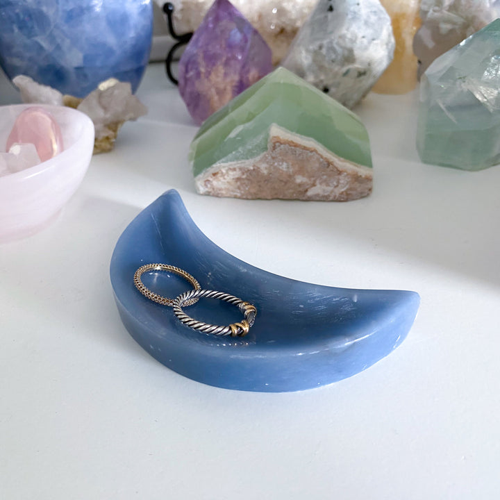 Angelite Moon Bowl Carving
