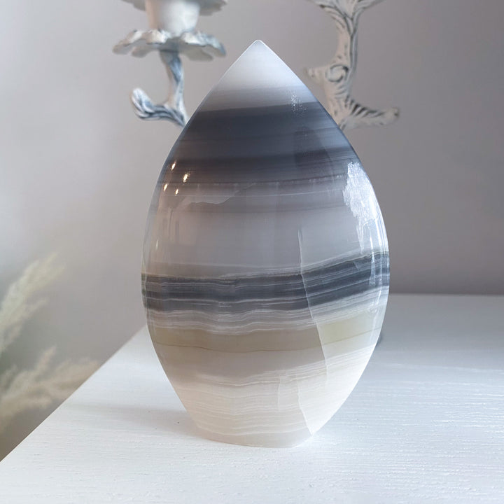 Large Gray Banded Calcite Flame 
