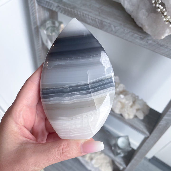 Large Gray Banded Calcite Flame 