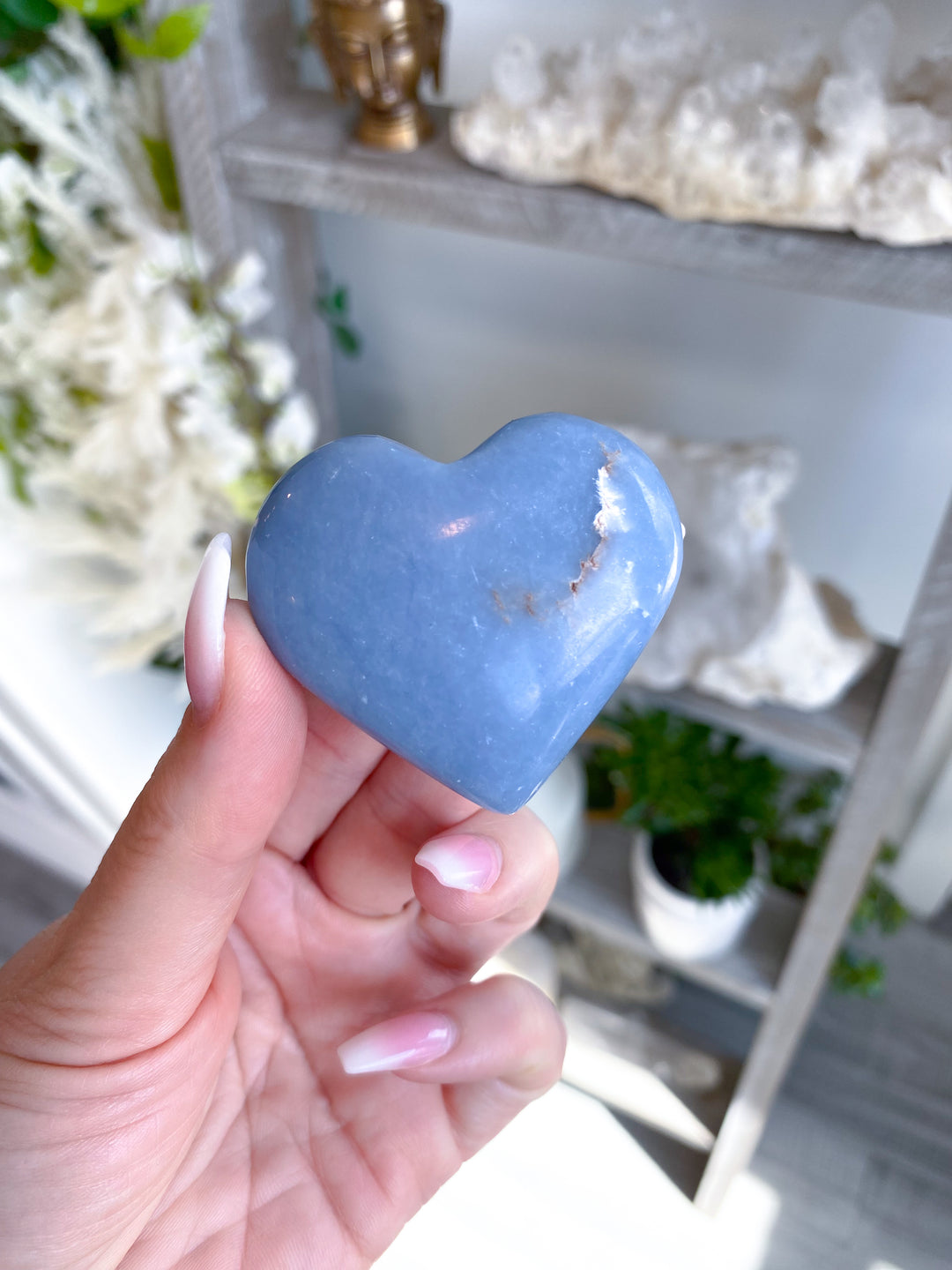 Puffy Angelite Heart 2"