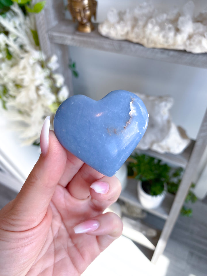 Puffy Angelite Heart 2"