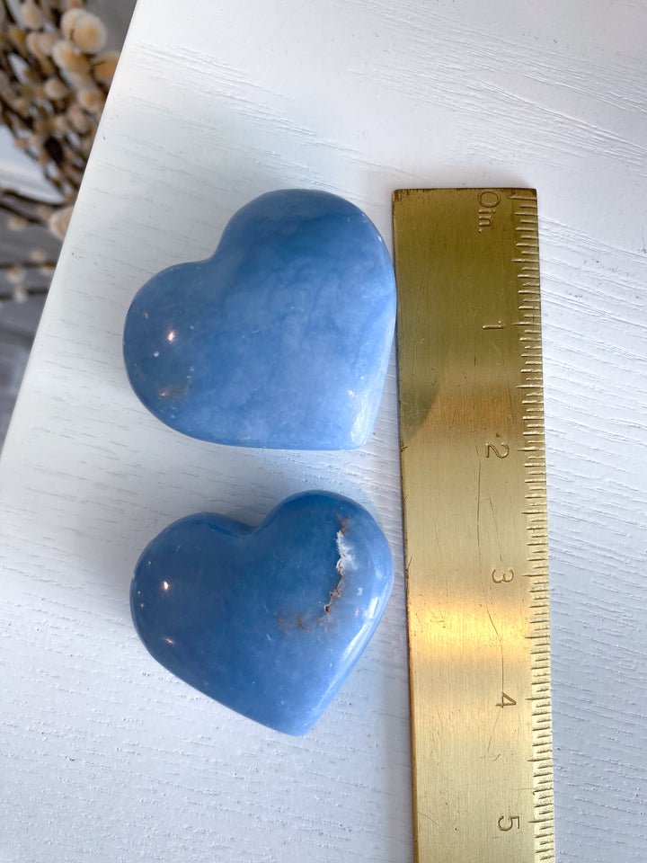 Puffy Angelite Heart 2"