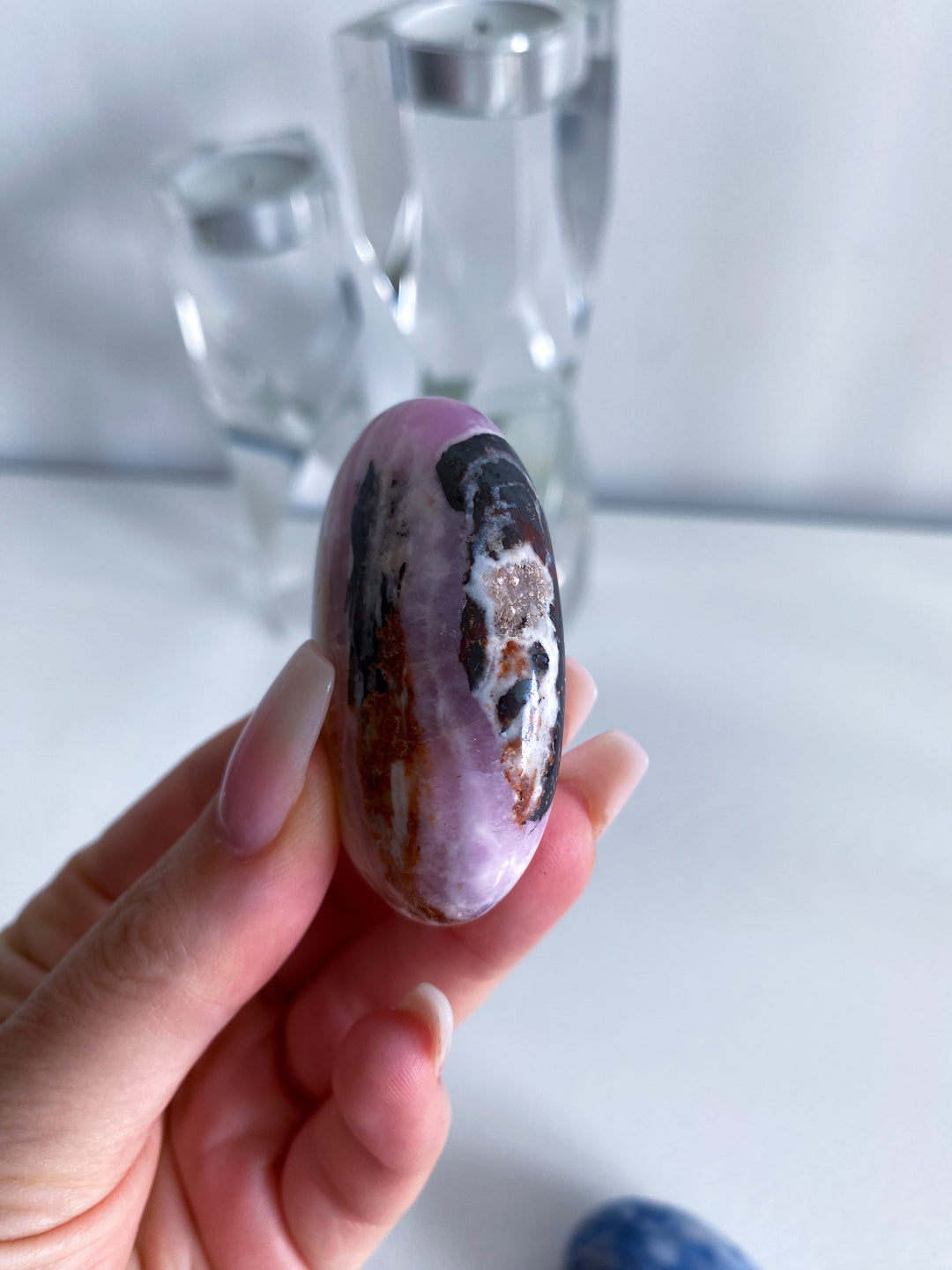 Small Striped Pink Aragonite Palm Stone #1