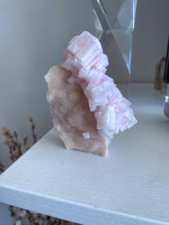 Unique Self Standing Pink Halite Cluster #4