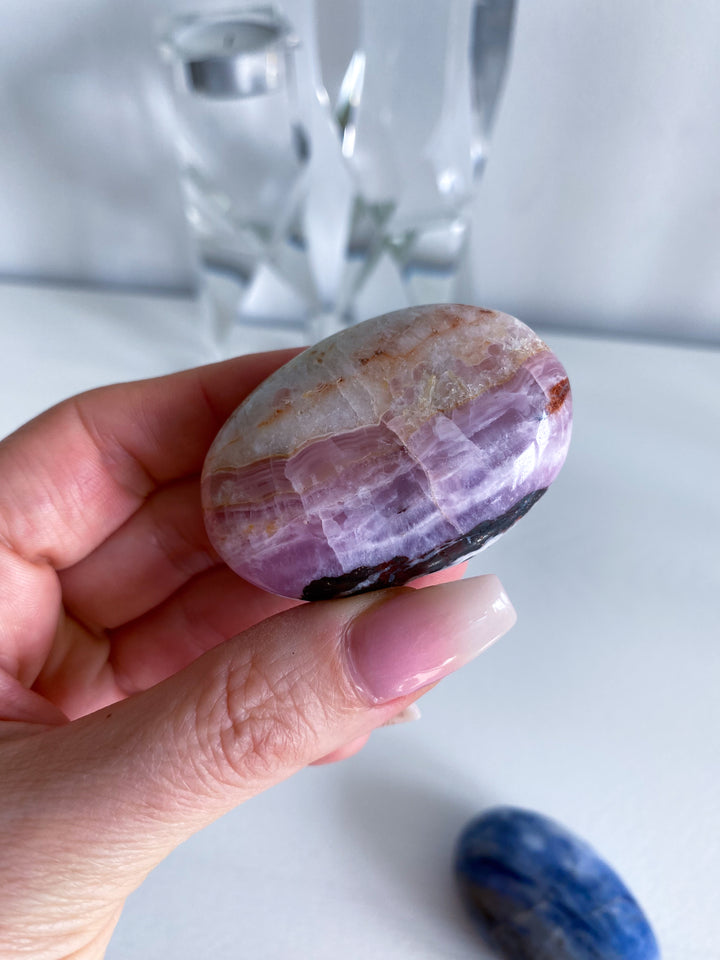Small Striped Pink Aragonite Palm Stone #1