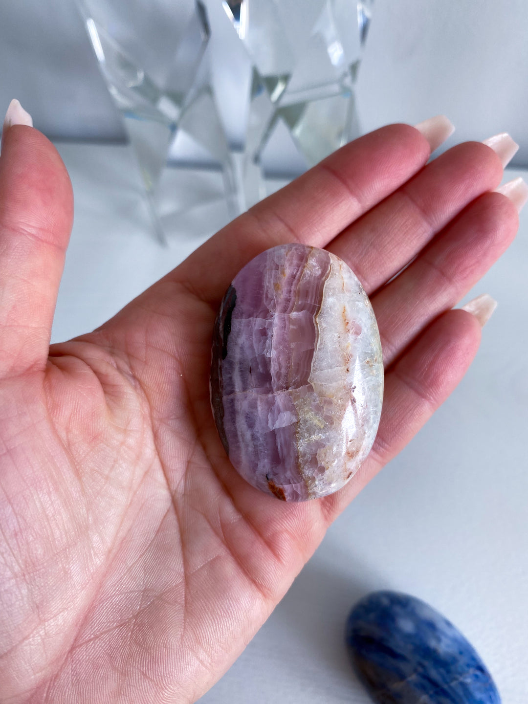 Small Striped Pink Aragonite Palm Stone #1