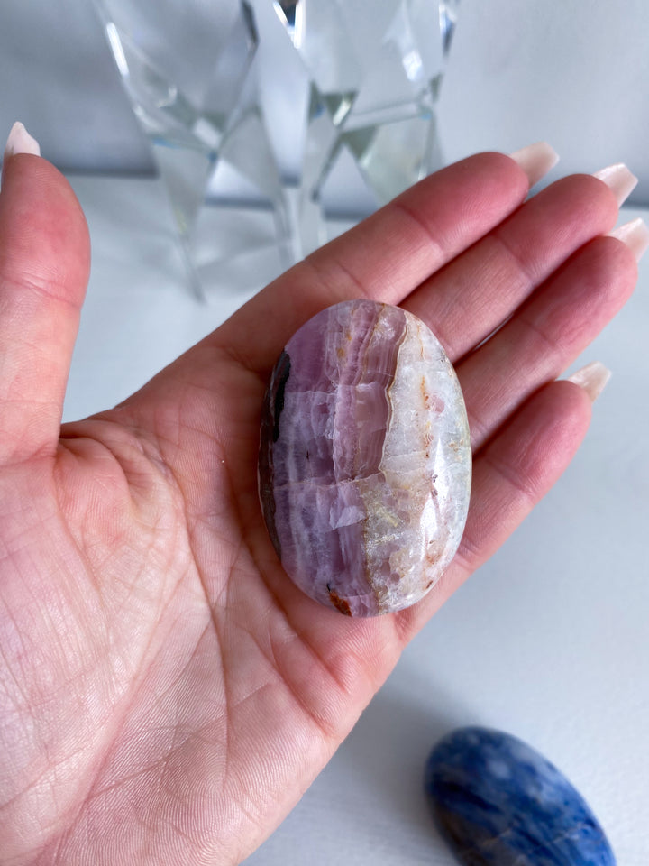 Small Striped Pink Aragonite Palm Stone #1