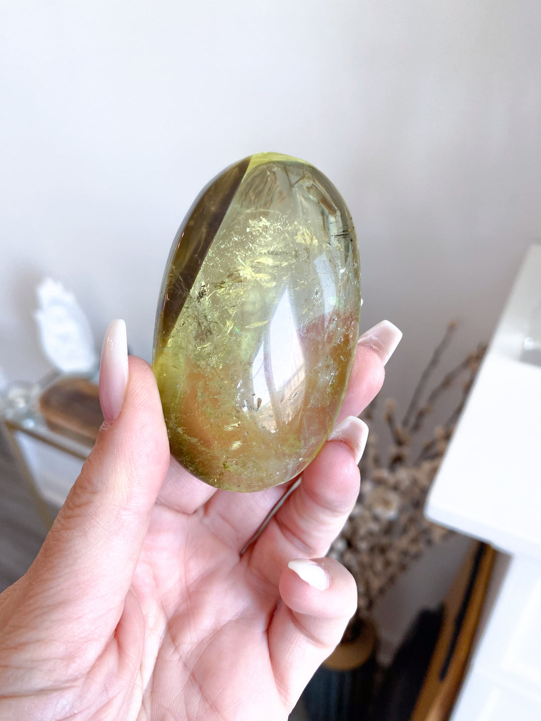 Natural Yellow, Smoky Citrine Palm Stone #1