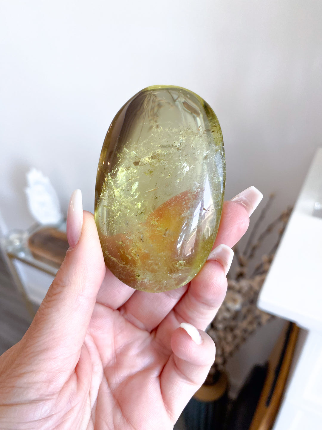 Natural Yellow, Smoky Citrine Palm Stone #1