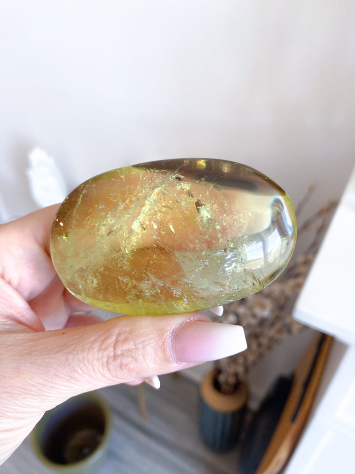 Natural Yellow, Smoky Citrine Palm Stone #1