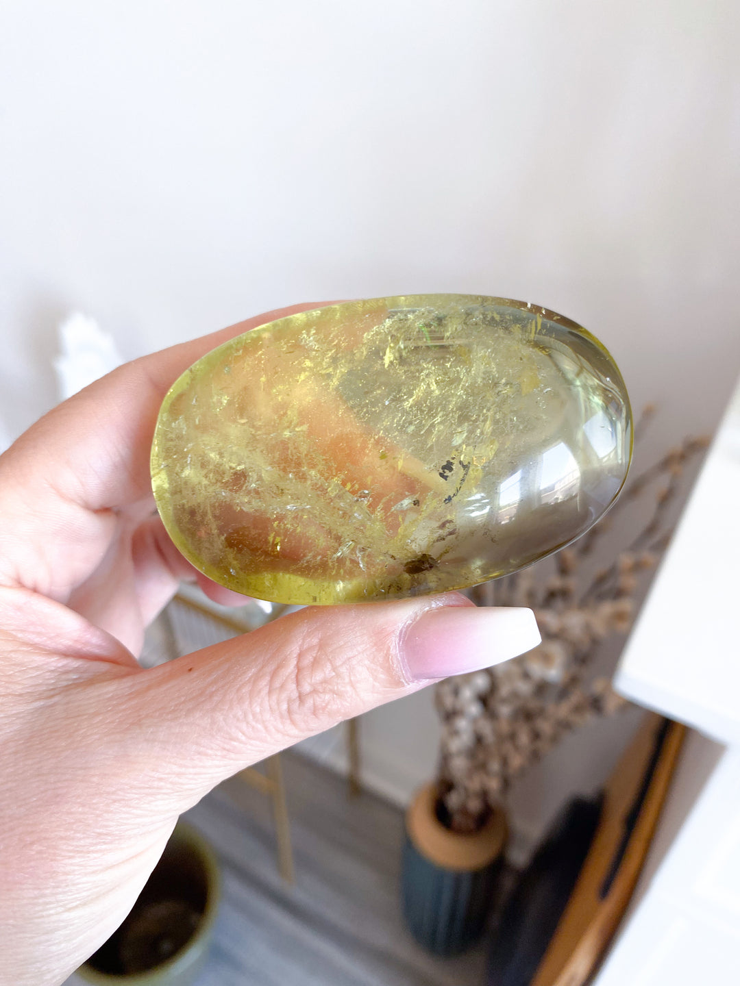 Natural Yellow, Smoky Citrine Palm Stone #1