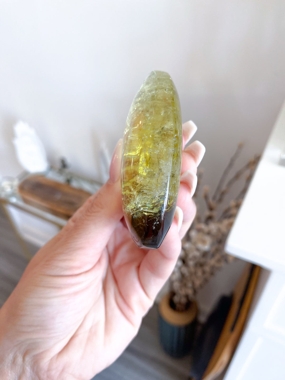 Natural Yellow, Smoky Citrine Palm Stone #1