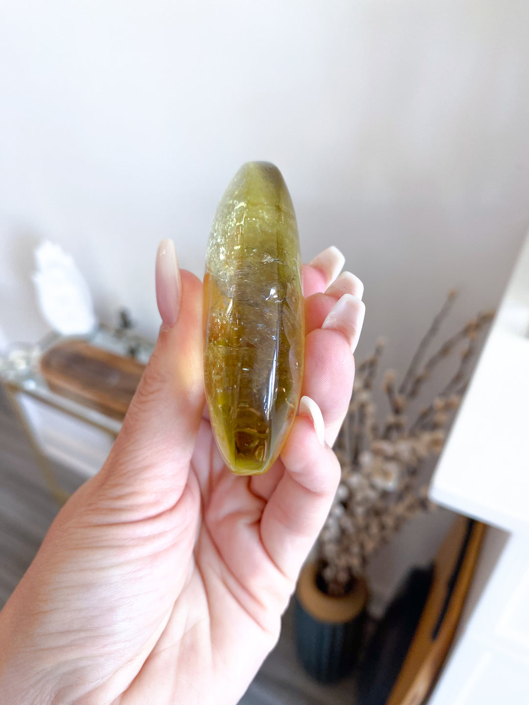 Natural Yellow, Smoky Citrine Palm Stone #1