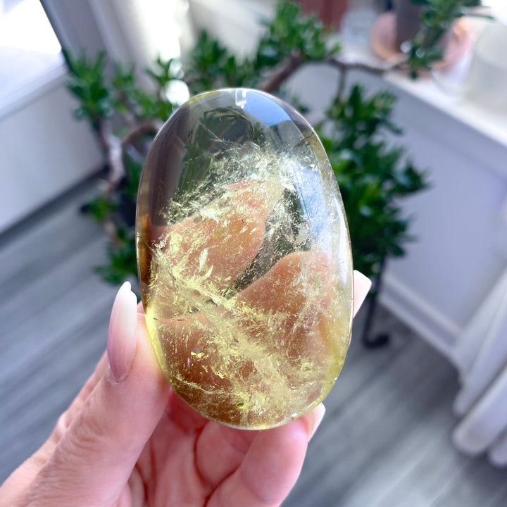 Natural Yellow, Smoky Citrine Palm Stone #1
