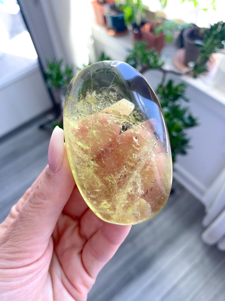 Natural Yellow, Smoky Citrine Palm Stone #1