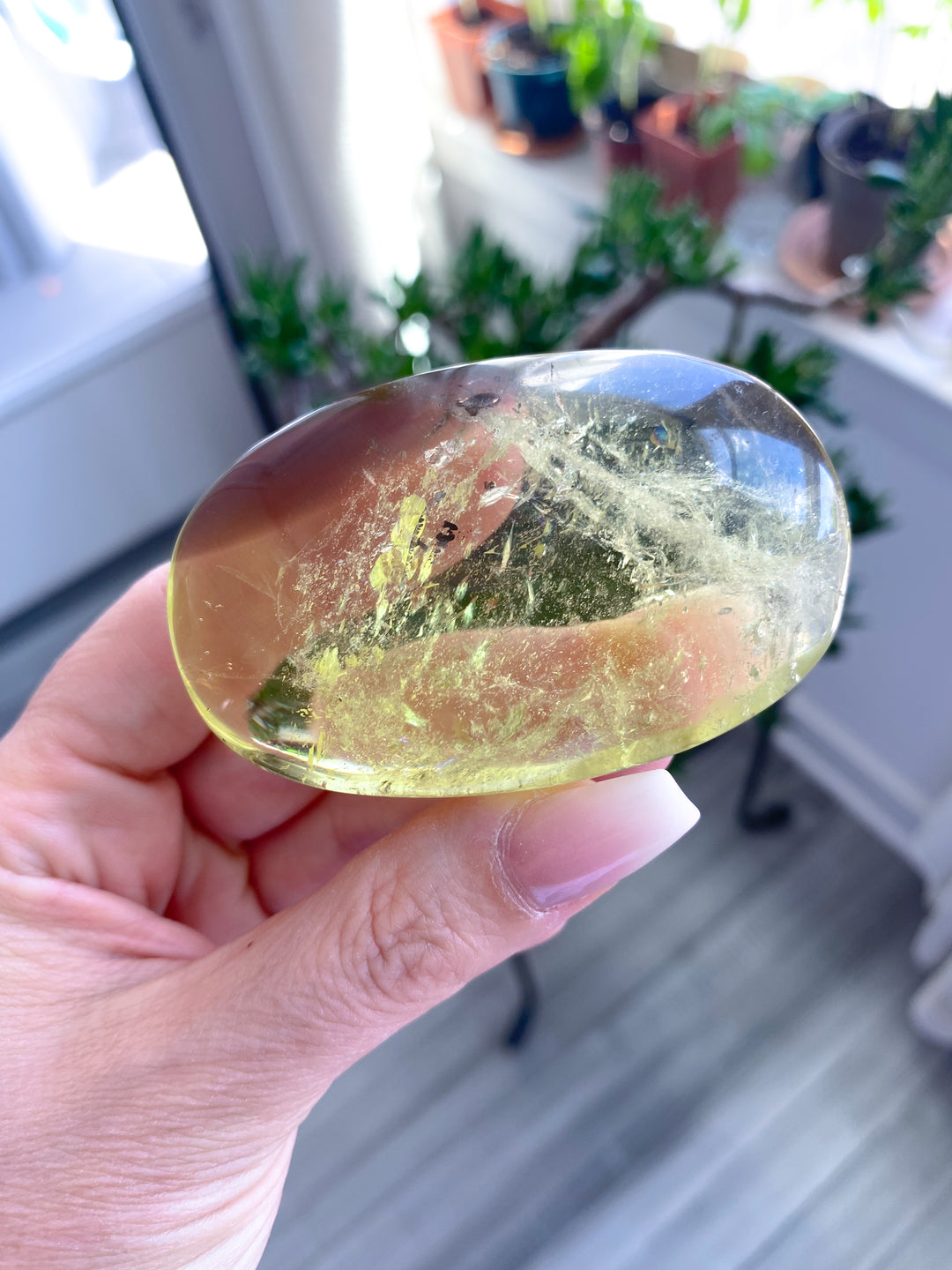 Natural Yellow, Smoky Citrine Palm Stone #1