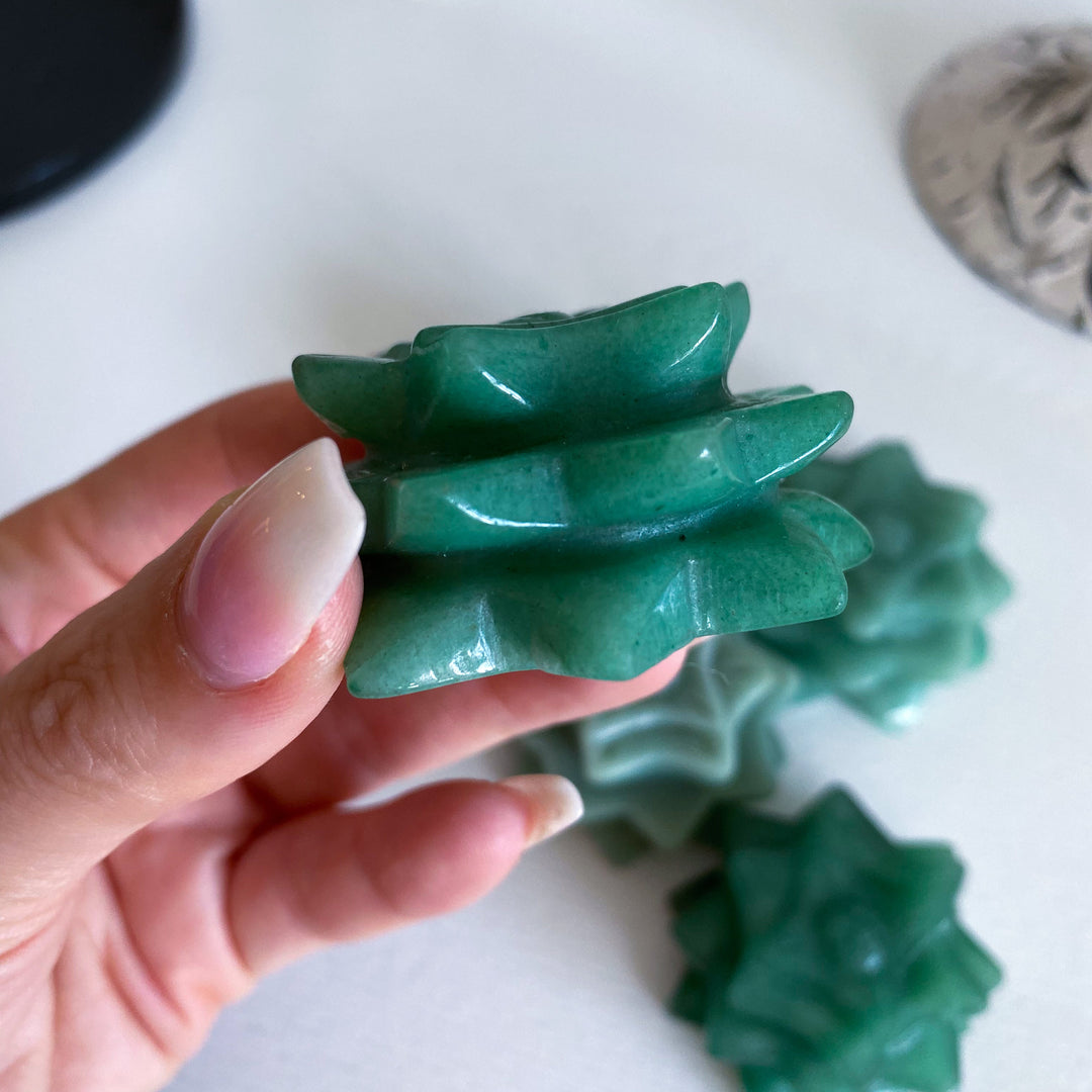 Green Aventurine Lotus Carving