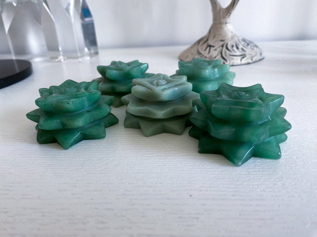 Green Aventurine Lotus Carving