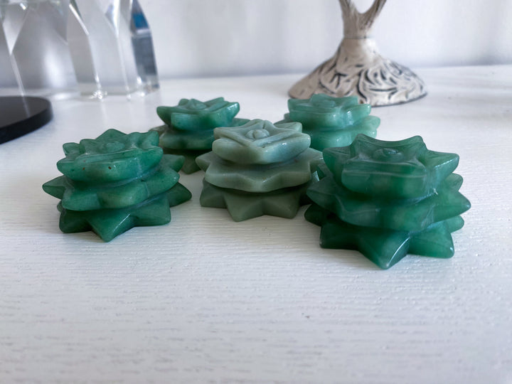 Green Aventurine Lotus Carving