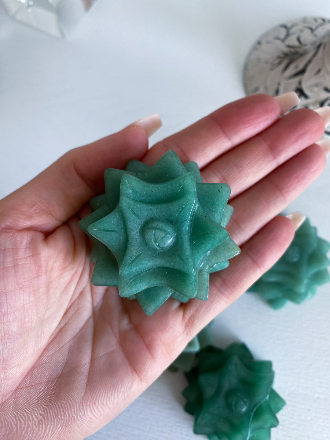 Green Aventurine Lotus Carving