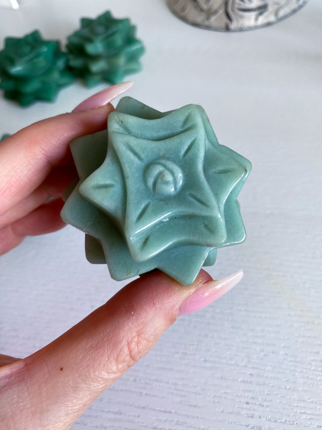 Green Aventurine Lotus Carving