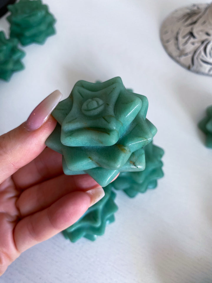 Green Aventurine Lotus Carving