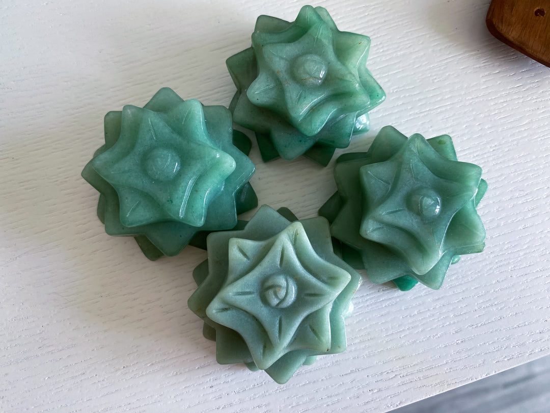 Green Aventurine Lotus Carving