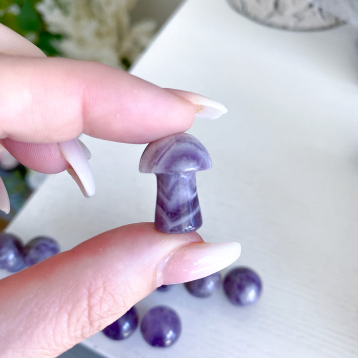 Amethyst Mini Mushroom Carving