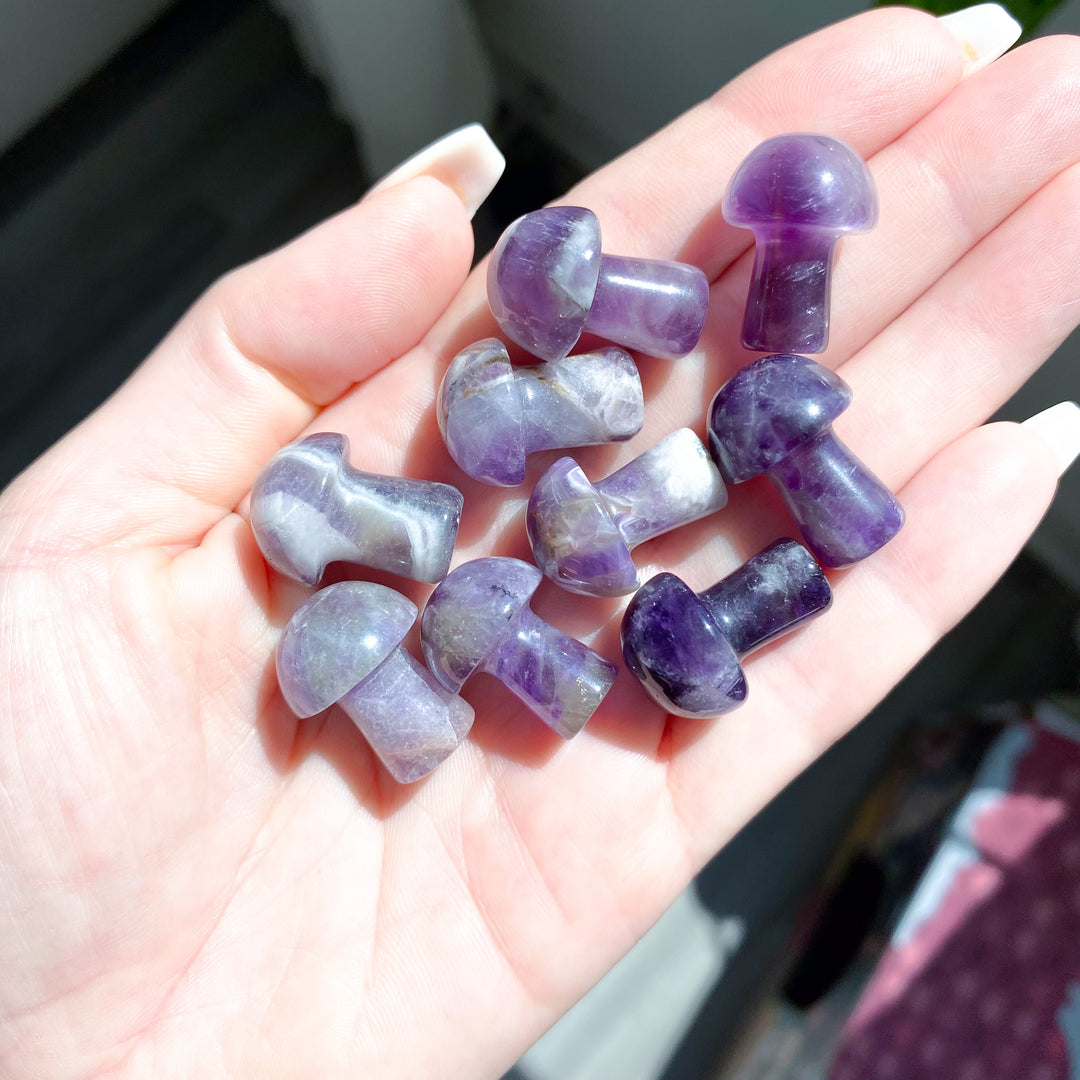 Amethyst Mini Mushroom Carving