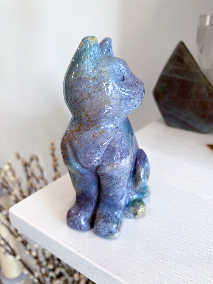 Ocean Jasper Cat Carving - Get Exact Piece