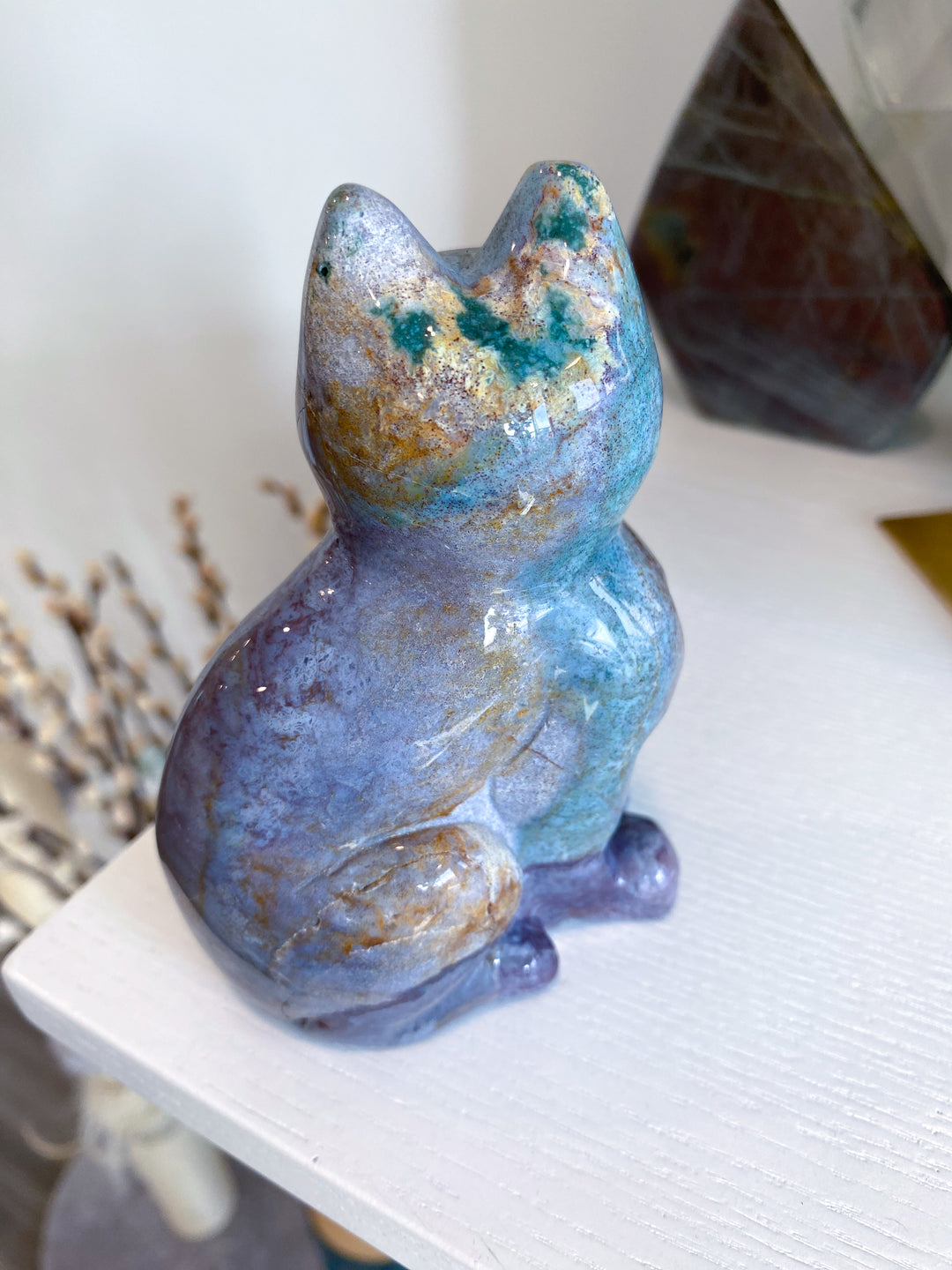 Ocean Jasper Cat Carving - Get Exact Piece