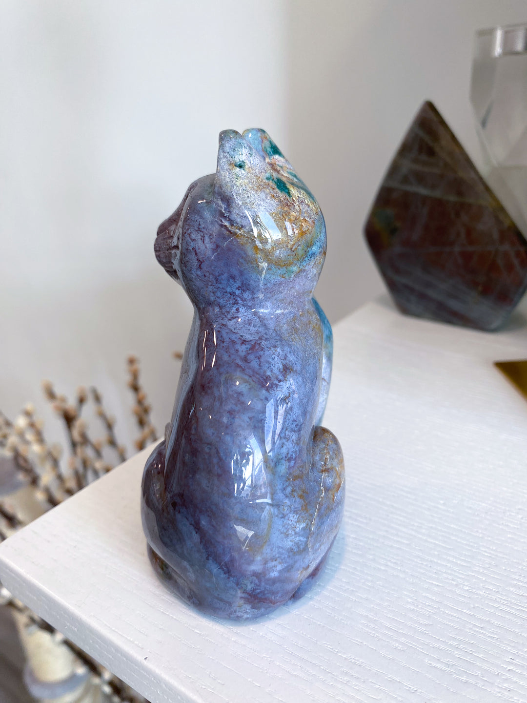 Ocean Jasper Cat Carving - Get Exact Piece