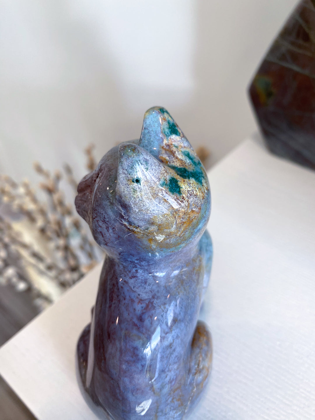 Ocean Jasper Cat Carving - Get Exact Piece