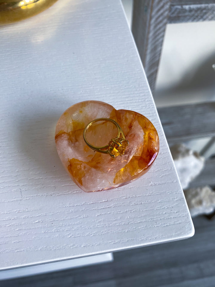 Fire Quartz Heart Bowl #1 - Ring Dish
