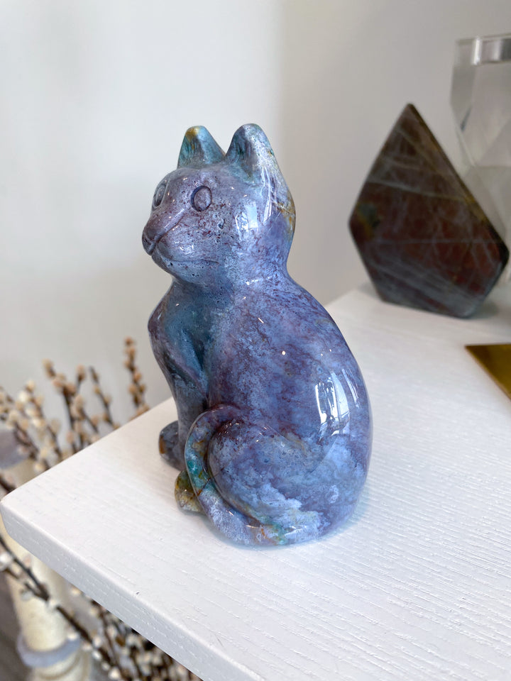 Ocean Jasper Cat Carving - Get Exact Piece