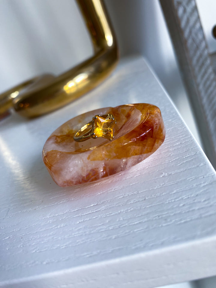 Fire Quartz Heart Bowl #1 - Ring Dish