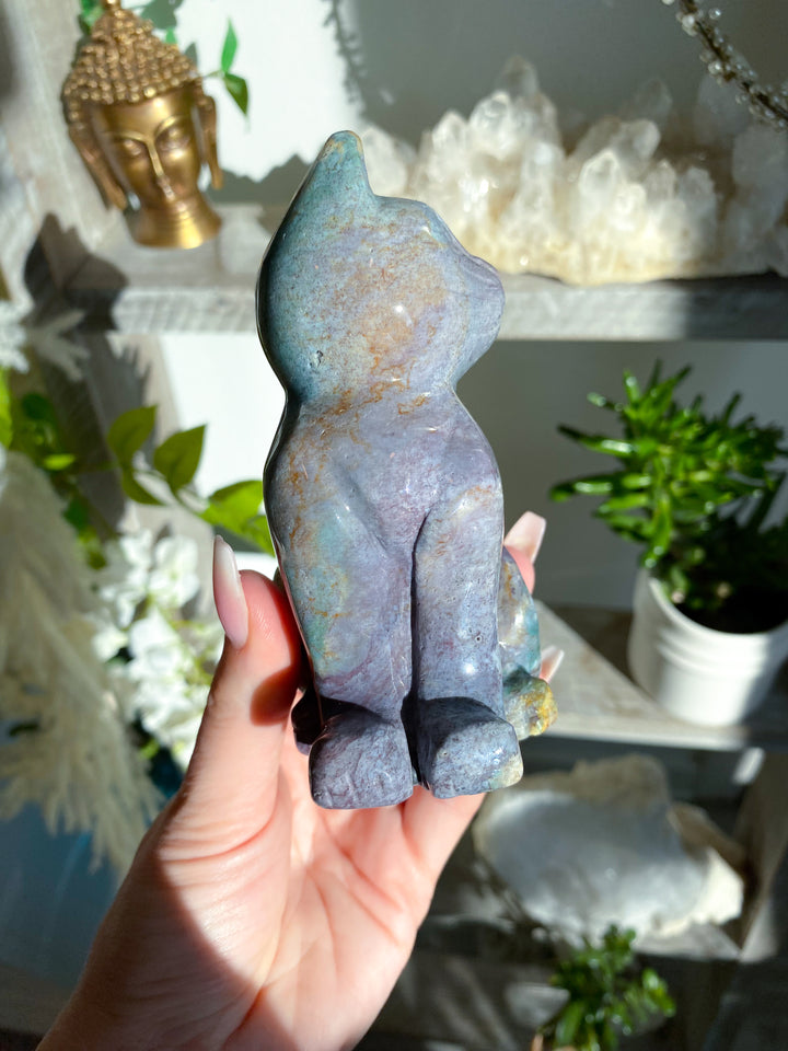 Ocean Jasper Cat Carving - Get Exact Piece