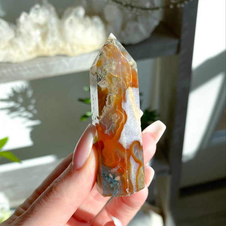 Carnelian & Moss Agate Tower #6