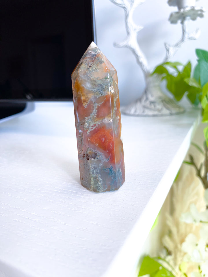 Carnelian & Moss Agate Tower #6