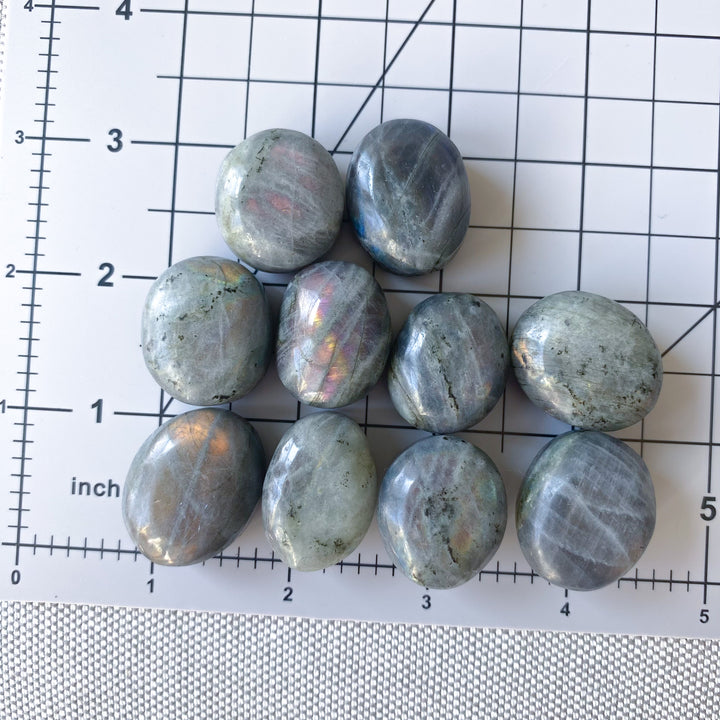 Small, Flashy Sunset Labradorite Pebble Stone