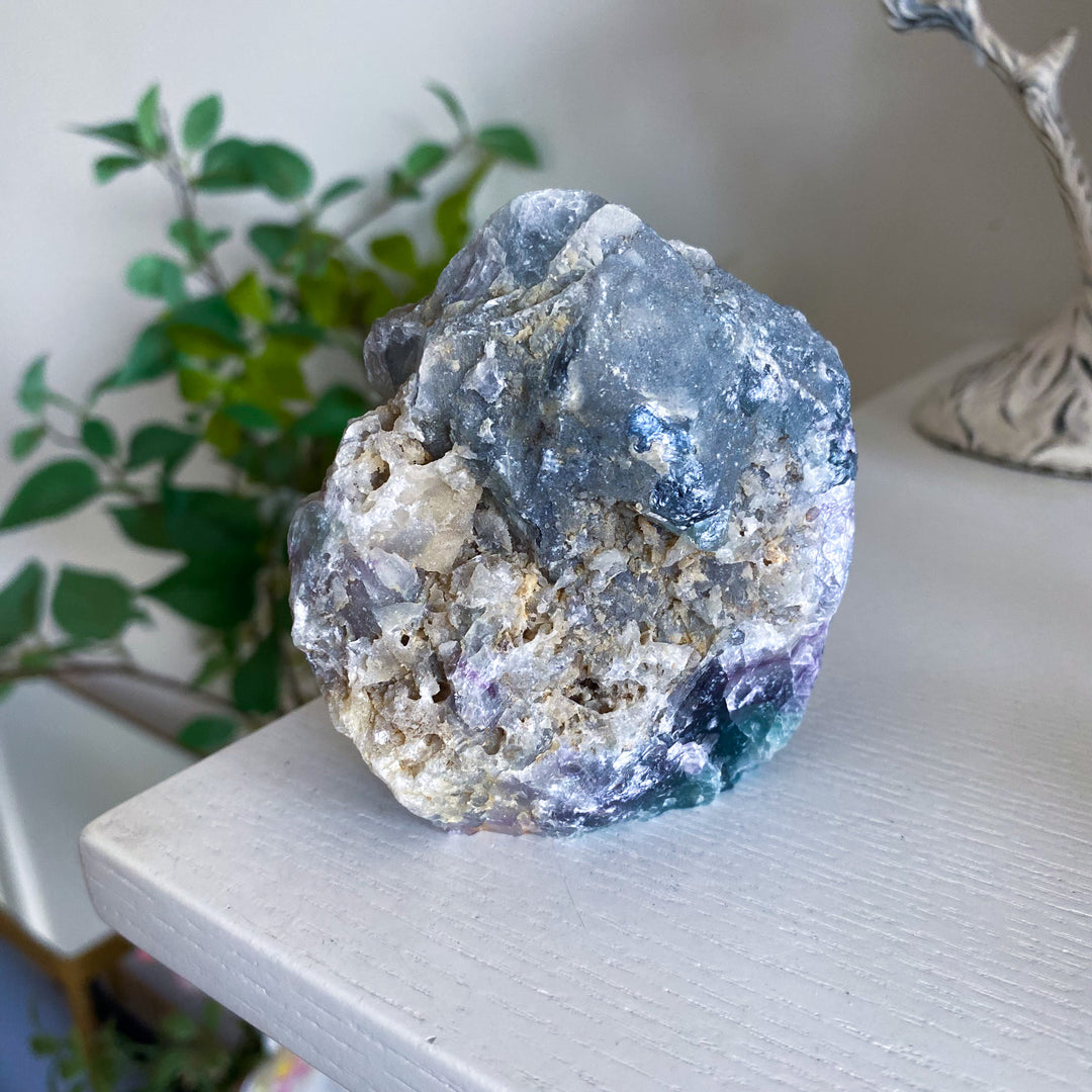 Green, Purple Fluorite Slab 