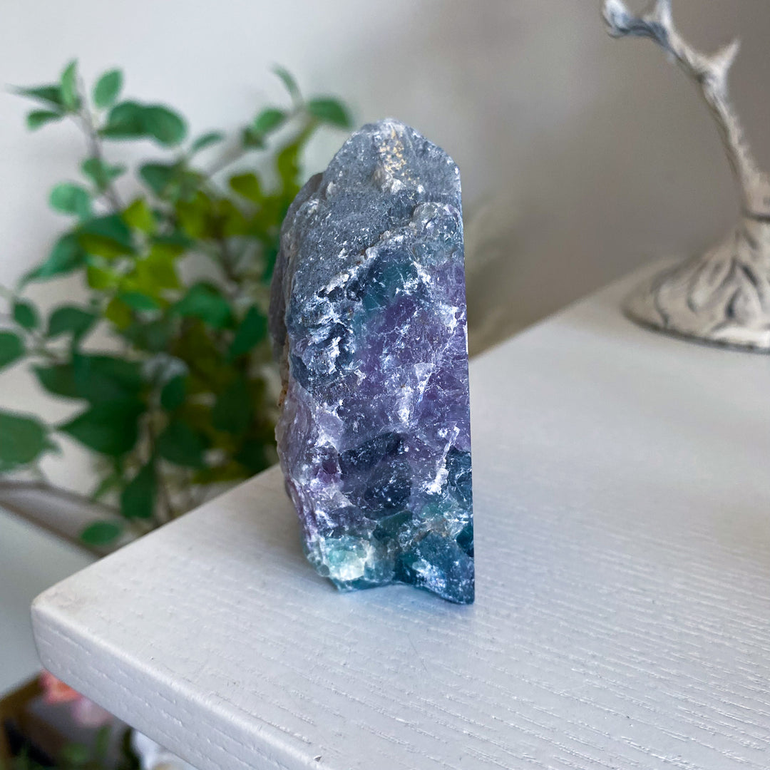 Green, Purple Fluorite Slab 
