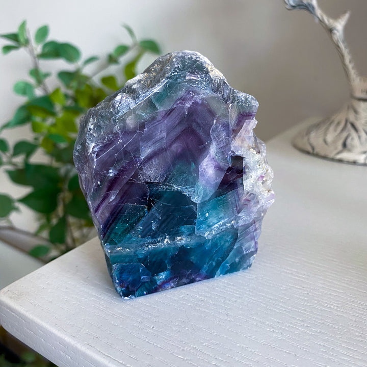 Green, Purple Fluorite Slab 