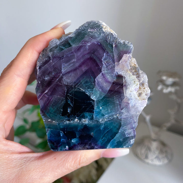 Green, Purple Fluorite Slab 