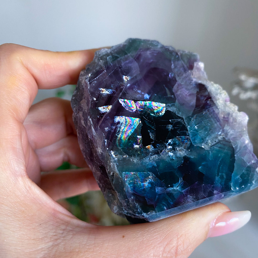 Green, Purple Fluorite Slab 