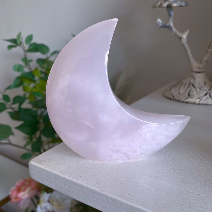 Large Pink Calcite Standing Moon 
