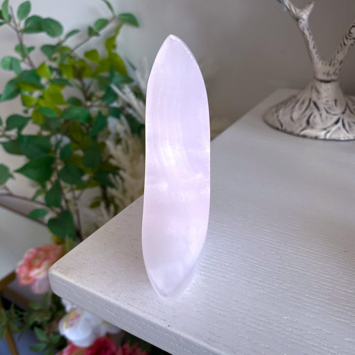 Large Pink Calcite Standing Moon 